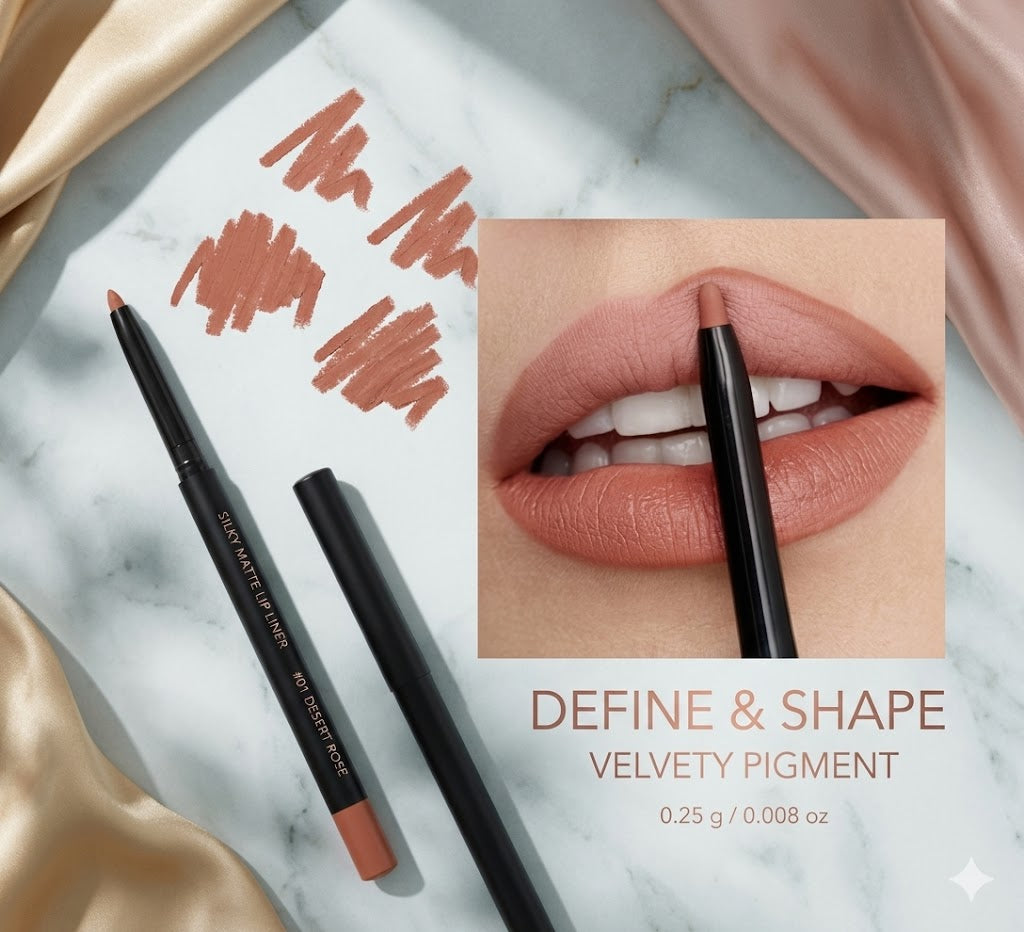 Defining Matte Lip Liner Pencil | Pigmented Creamy Velvet Lipstick Stick, Daily Natural Lip Contour Liner