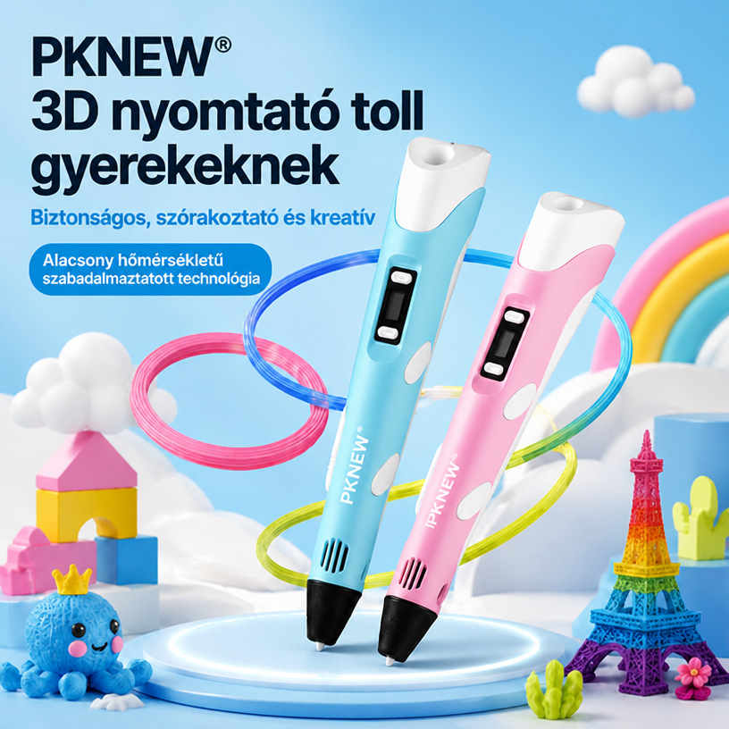 🔥70% KEDVEZMÉNY MA 🔥🎃 PKNEW® 3D nyomtató toll gyerekeknek – Alacsony hőmérsékleten is biztonságos, nem mérgező, környezetbarát szál, serkenti a kreativitást 💎