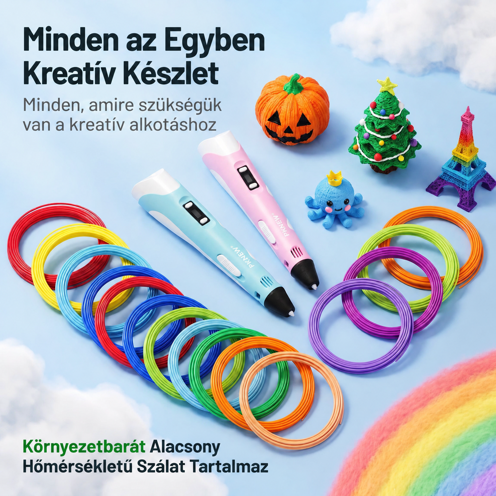 🔥70% KEDVEZMÉNY MA 🔥🎃 PKNEW® 3D nyomtató toll gyerekeknek – Alacsony hőmérsékleten is biztonságos, nem mérgező, környezetbarát szál, serkenti a kreativitást 💎