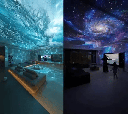 PKNEW® 🦄 ÚJGENERÁCIÓS SMART HD PROJEKTOR – Dinamikus 5D Holografikus Éjszakai Fényvetítő 💎