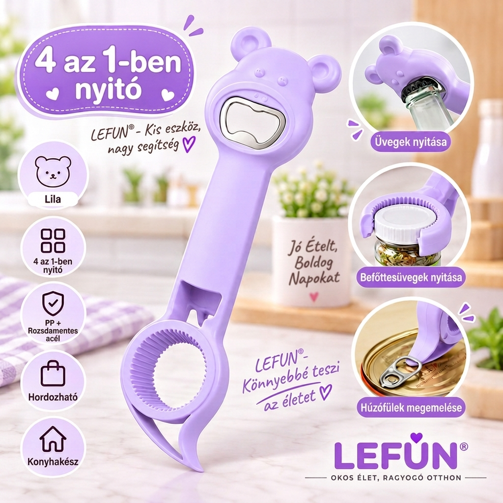 LEFUN® 4 az 1-ben nyitó 👑 – Nyisson ki minden fedelet felesleges erőlködés nélkül 💎