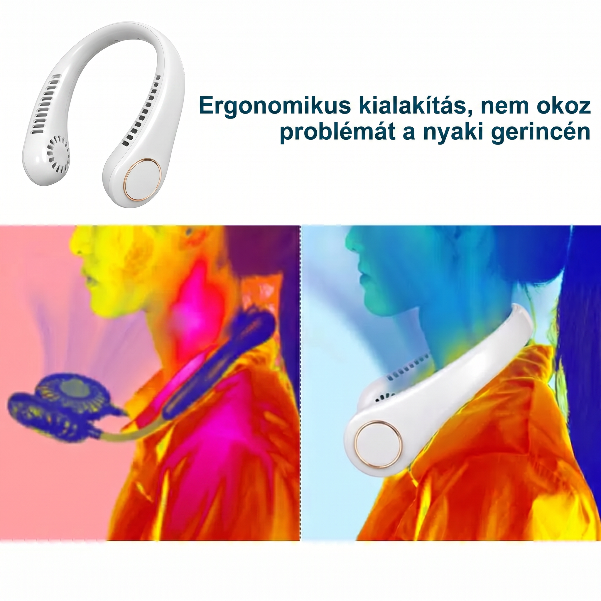 🔥🔥PKNEW® Hordozható nyakventilátor, lapátnélküli viselhető személyi ventilátor, kéz nélküli hűtés kültéri használatra és irodába 💎