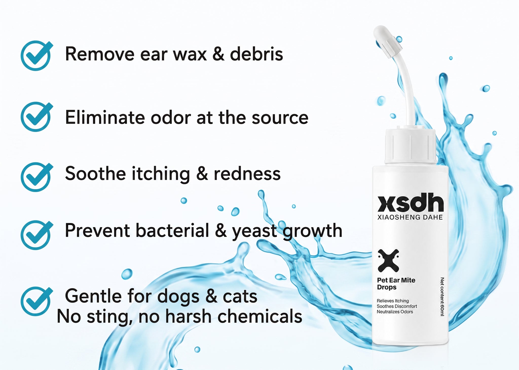 Gentle Pet Ear Wash | Odor-Free Cleaning for Dogs & Cats