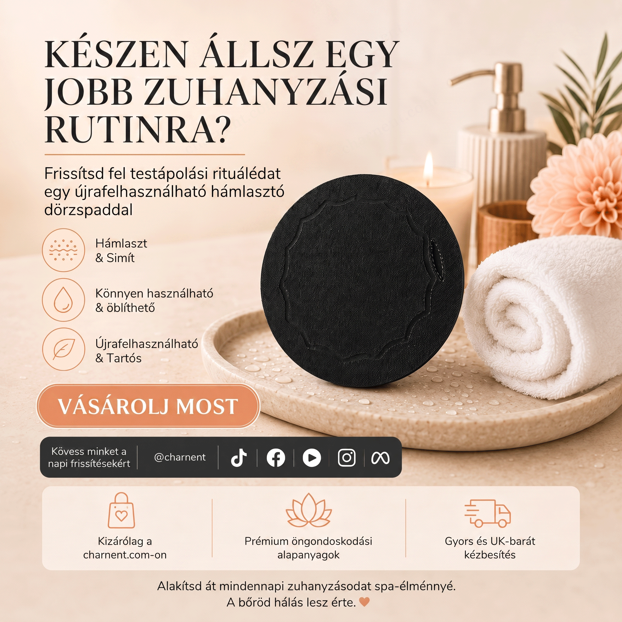 🚿 Mélytisztító hámlasztó testradírozó párna – Gyengéden távolítja el az elhalt hámsejteket & SPA fürdőszivacs 💖