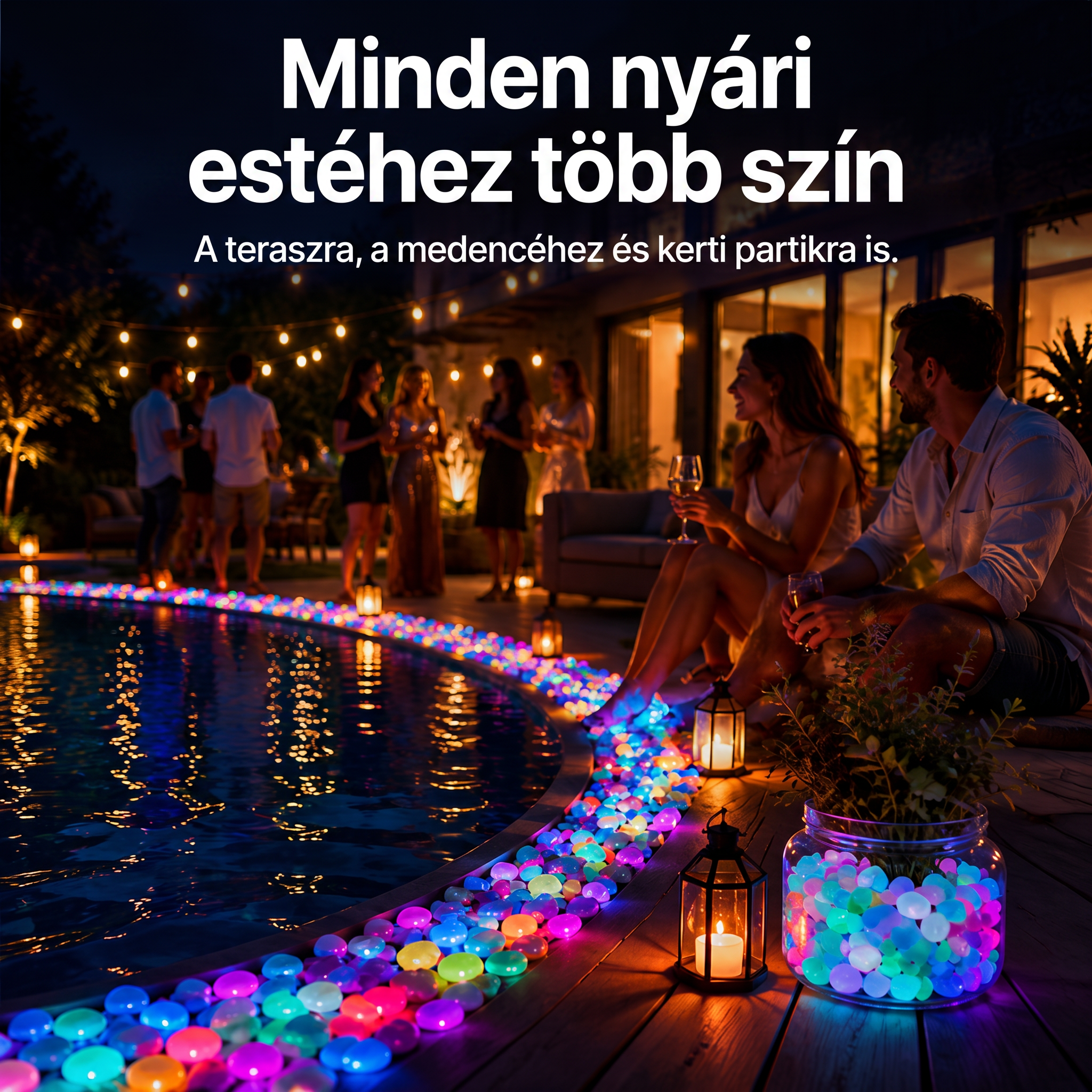 PKNEW® Fényre töltődő világító kerti kövek 👑 – színes éjszakai ragyogás kábelek és elemek nélkül, vízálló dekoráció ösvényekhez, virágcseréphez, ágyásokhoz, teraszhoz és medencék környékére 💎