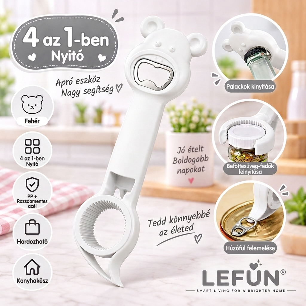 LEFUN® 4 az 1-ben nyitó 👑 – Nyisson ki minden fedelet felesleges erőlködés nélkül 💎