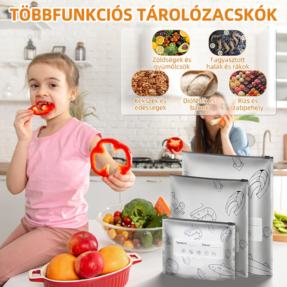 LIMITÁLT AKCIÓ: 70% KEDVEZMÉNY! 🍗 🥦 Újrahasználható, lezárható alufólia tároló tasakok 💎
