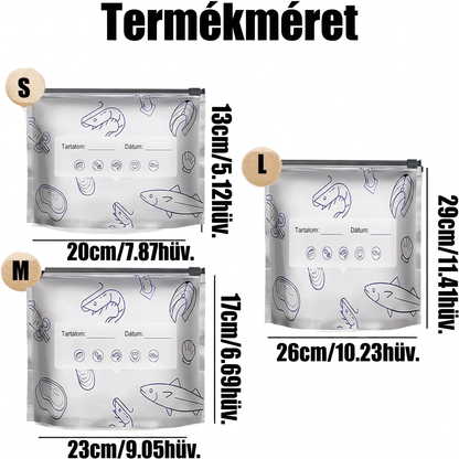 LIMITÁLT AKCIÓ: 70% KEDVEZMÉNY! 🍗 🥦 Újrahasználható, lezárható alufólia tároló tasakok 💎