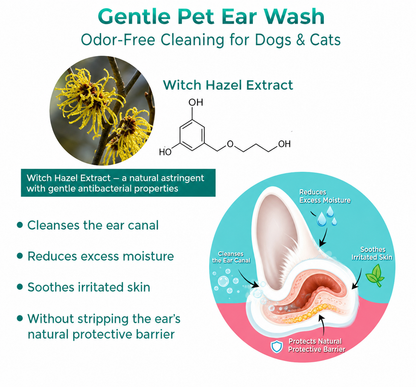 Gentle Pet Ear Wash | Odor-Free Cleaning for Dogs & Cats