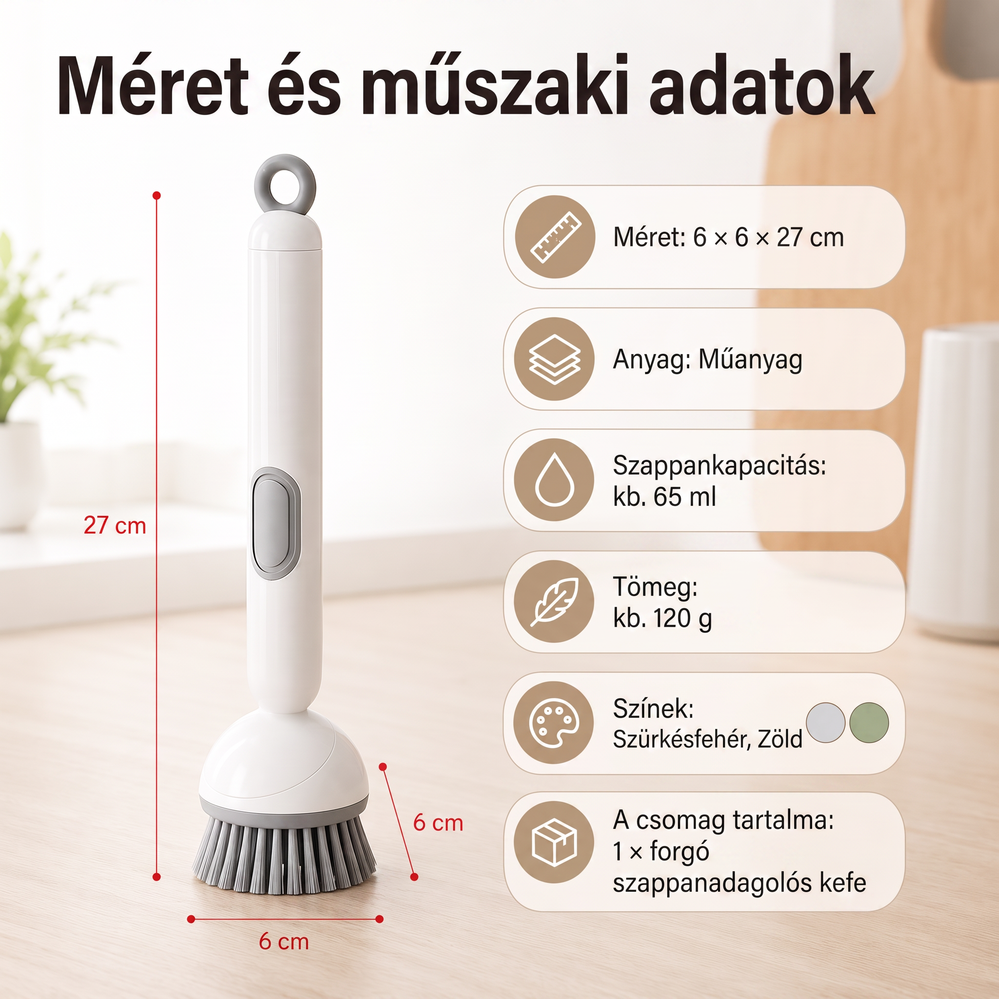 PKNEW® Intelligens konyhai kefe mosogatószer-adagolóval 🧽 – forgófej a fazekak, serpenyők és edények egykezes, egyszerű tisztításához 💧
