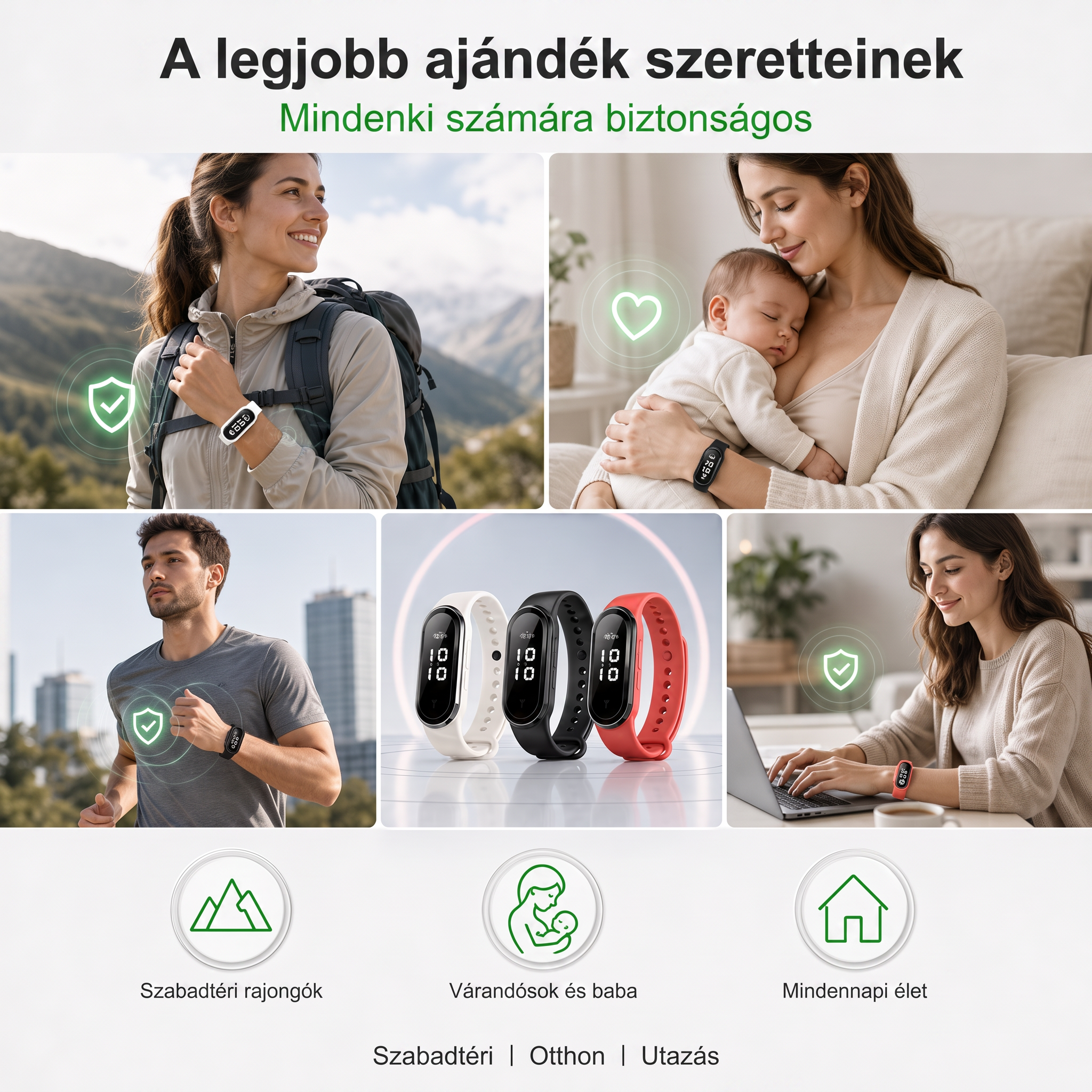 PKNEW® Intelligens ultrahangos szúnyogriasztó karkötő – 3 intelligens üzemmód, digitális kijelző és akár 7 napos üzemidő egyetlen feltöltéssel ⚡ Kerthöz, utazáshoz, kempingezéshez és a kellemes nyári estékhez 🌿