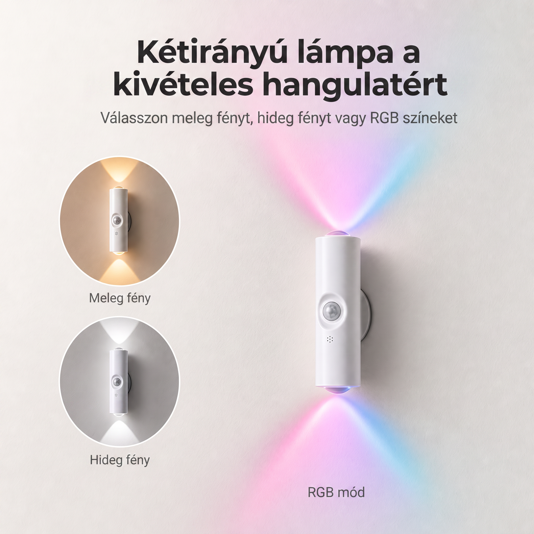 PKNEW® 💡 Okos kétirányú RGB éjszakai lámpa mozgásérzékelővel 🌈 – automatikus bekapcsolás, fúrásmentes mágneses rögzítés és USB-C töltés hálószobába, folyosóra és lépcsőhöz 💎