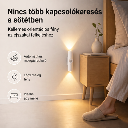 PKNEW® 💡 Okos kétirányú RGB éjszakai lámpa mozgásérzékelővel 🌈 – automatikus bekapcsolás, fúrásmentes mágneses rögzítés és USB-C töltés hálószobába, folyosóra és lépcsőhöz 💎