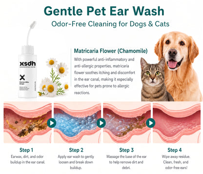 Gentle Pet Ear Wash | Odor-Free Cleaning for Dogs & Cats