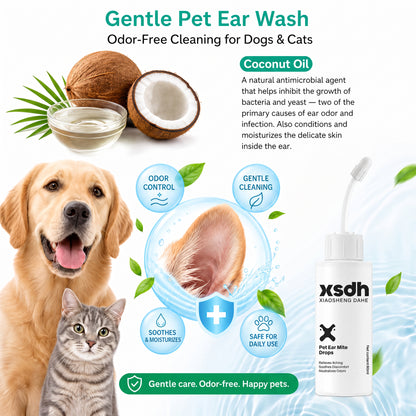 Gentle Pet Ear Wash | Odor-Free Cleaning for Dogs & Cats