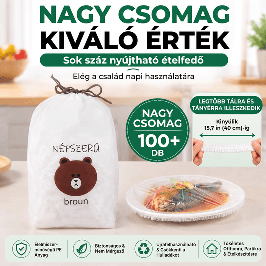 PKNEW® Rugalmas ételtakaró tálakhoz és tányérokhoz 👑 – Nyújtható konyhai védőhuzat maradékokhoz, gyümölcsökhöz, zöldségekhez és mindennapi élelmiszertároláshoz 💎