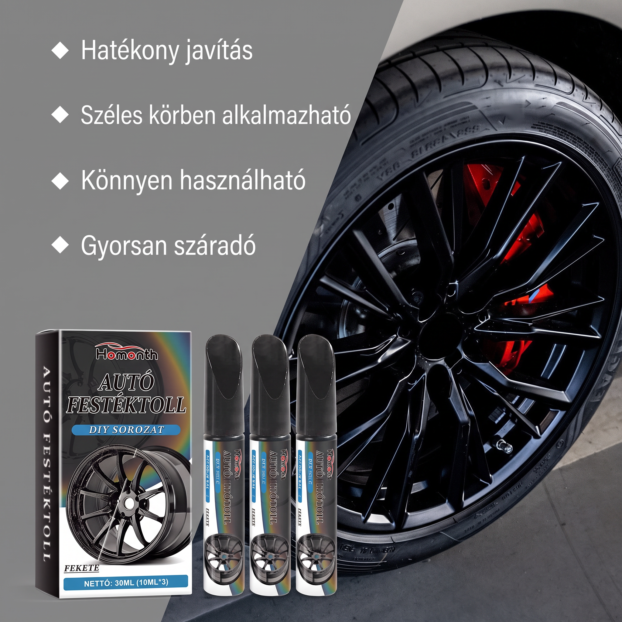 🔥 2026 FORRÓ AKCIÓ 🥳 💞 50K+ ELADVA! 🛠️ 🚗 50% KEDVEZMÉNY! PKNEW® Varázslatos Autókarcolás-javító Toll – Javítsd ki a felnikarcokat percek alatt. Tartós, cseppmentes formula. Átlátszó lakkal együtt. ✨ 🔧