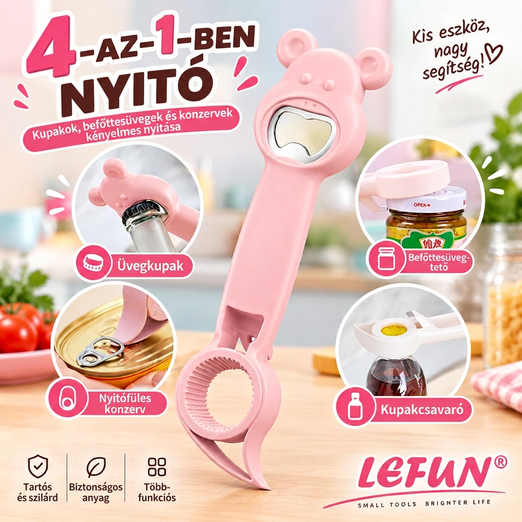 LEFUN® 4 az 1-ben nyitó 👑 – Nyisson ki minden fedelet felesleges erőlködés nélkül 💎