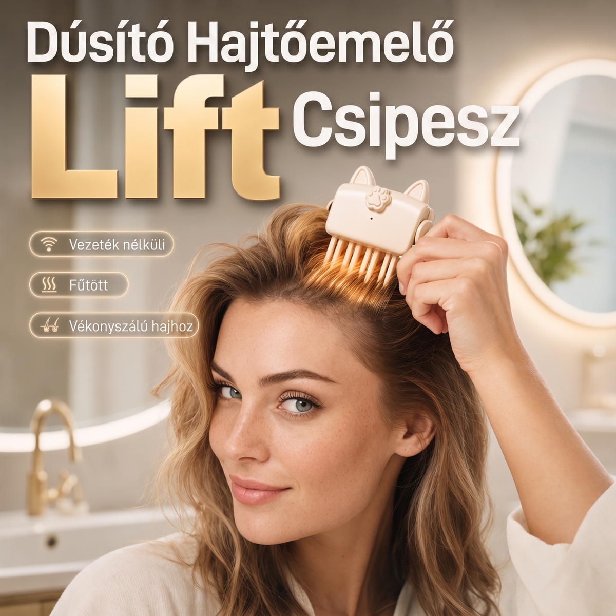 🎉 Több mint 48 ezer eladott darab 💇 Vezeték nélküli, fűthető hajcsat a hajtő megemelésére, hordozható hajformázó eszköz utazáshoz, vékony és lapos szálú hajra