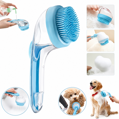 PKNEW® 🐕 2 az 1-ben fürdető kefe samponadagolóval – Puha szilikon kefe kutyák és macskák szőrápolásához 💎