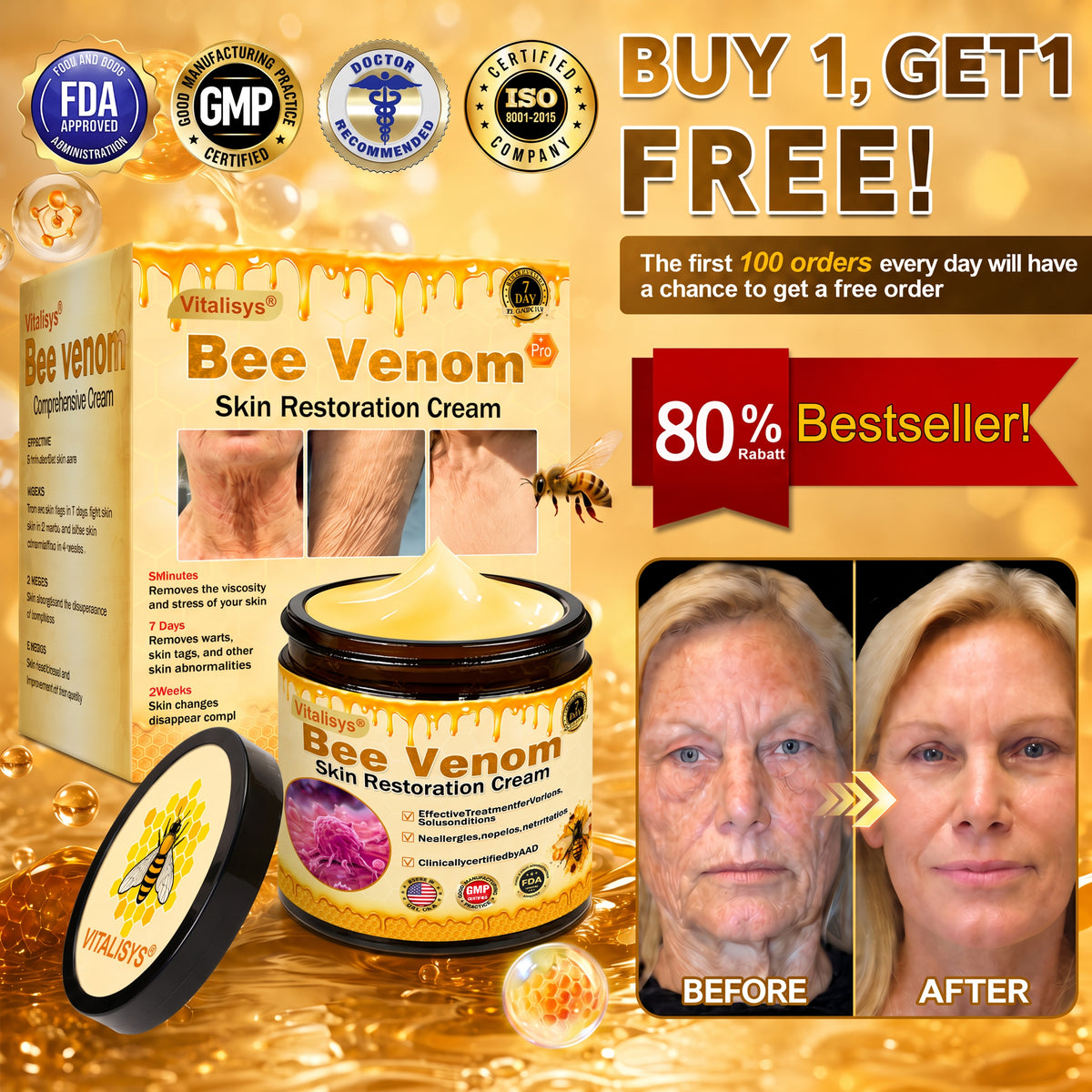 𝐕𝐢𝐭𝐚𝐥𝐢𝐬𝐲𝐬®🍇 Bee venom Pro Comprehensive Cream —Tightening for Skin Types 🔥