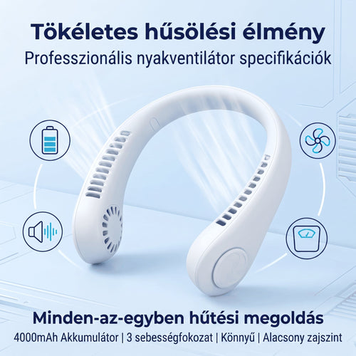 🔥🔥PKNEW® Hordozható nyakventilátor, lapátnélküli viselhető személyi ventilátor, kéz nélküli hűtés kültéri használatra és irodába 💎