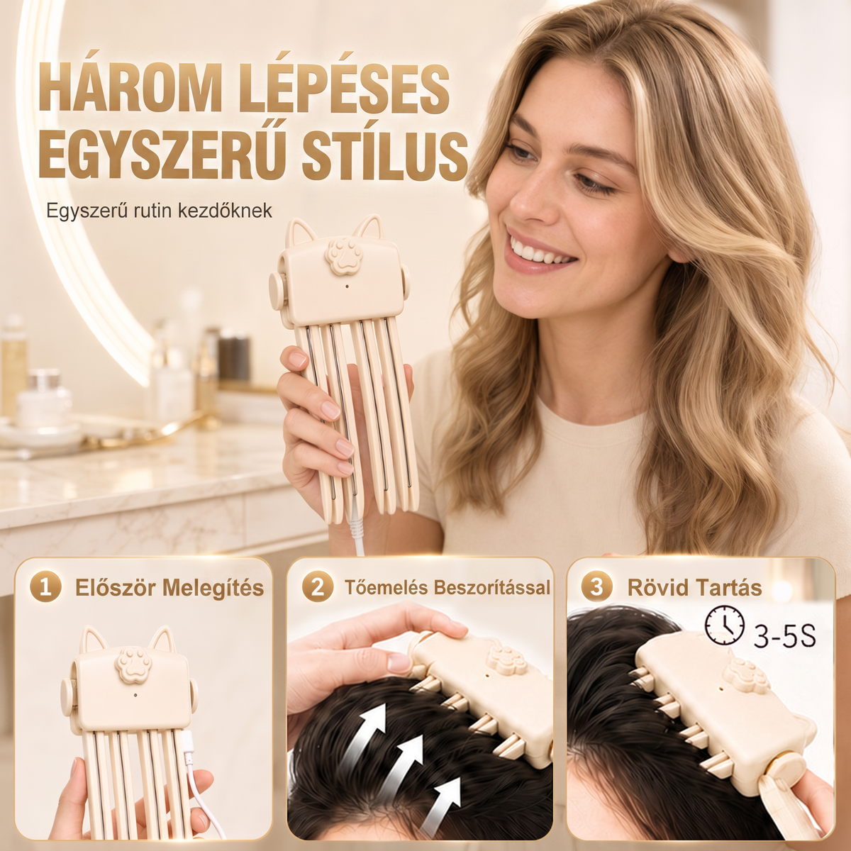 🎉 Több mint 48 ezer eladott darab 💇 Vezeték nélküli, fűthető hajcsat a hajtő megemelésére, hordozható hajformázó eszköz utazáshoz, vékony és lapos szálú hajra