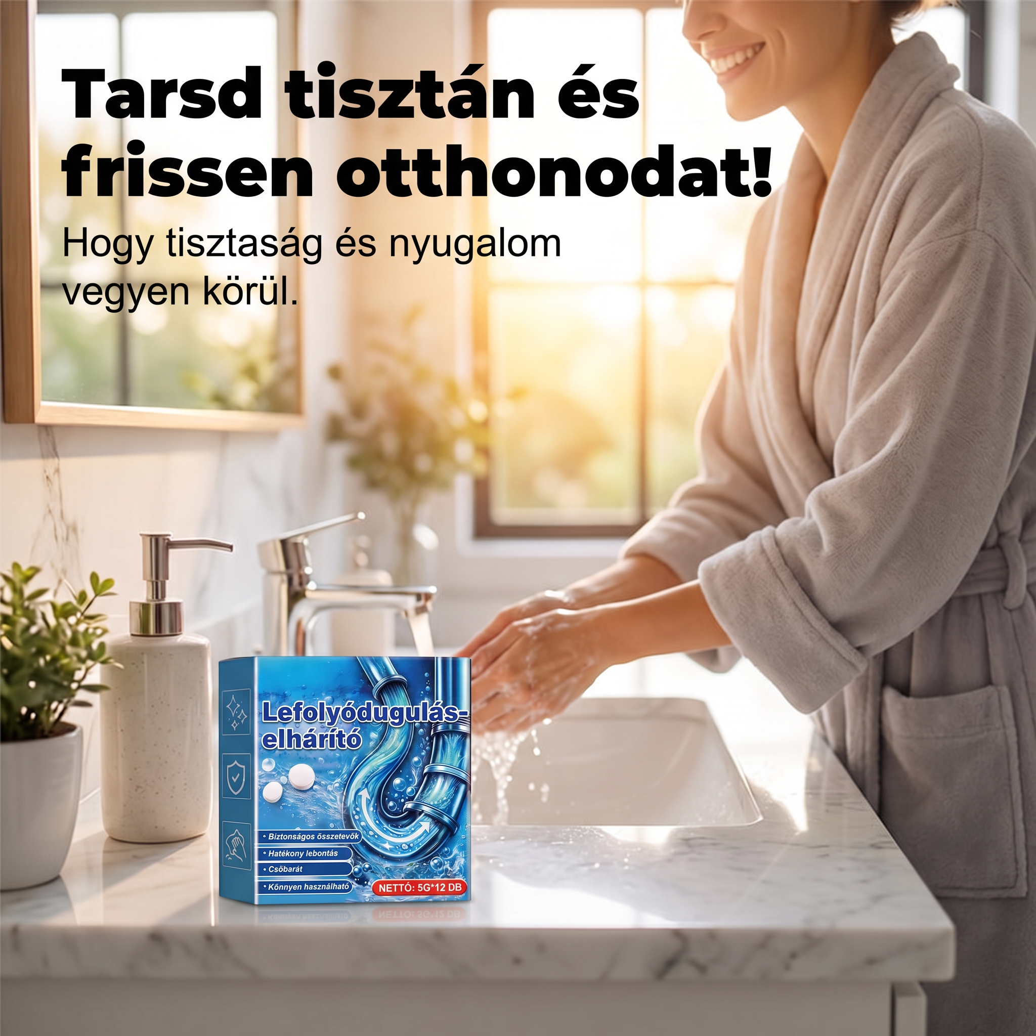 PKNEW® Pezsgőtabletta lefolyótisztításhoz és duguláselhárításhoz | Könnyedén eltávolítja a hajat, zsiradékot és szappanmaradványokat 💎