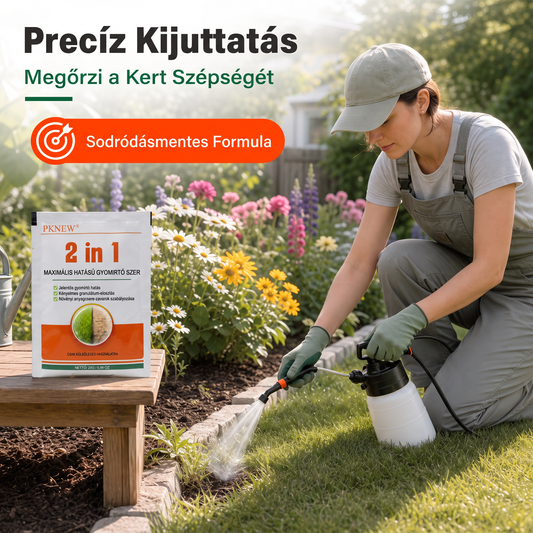 PKNEW® 2 az 1-ben Max Power granulált gyomirtó készítmény 👑 – látható hatás már 6 óra után, könnyen feloldható vízben, és célzottan alkalmazható fugákhoz, ösvényekhez, kerítésekhez és kavicsos felületekhez 💎