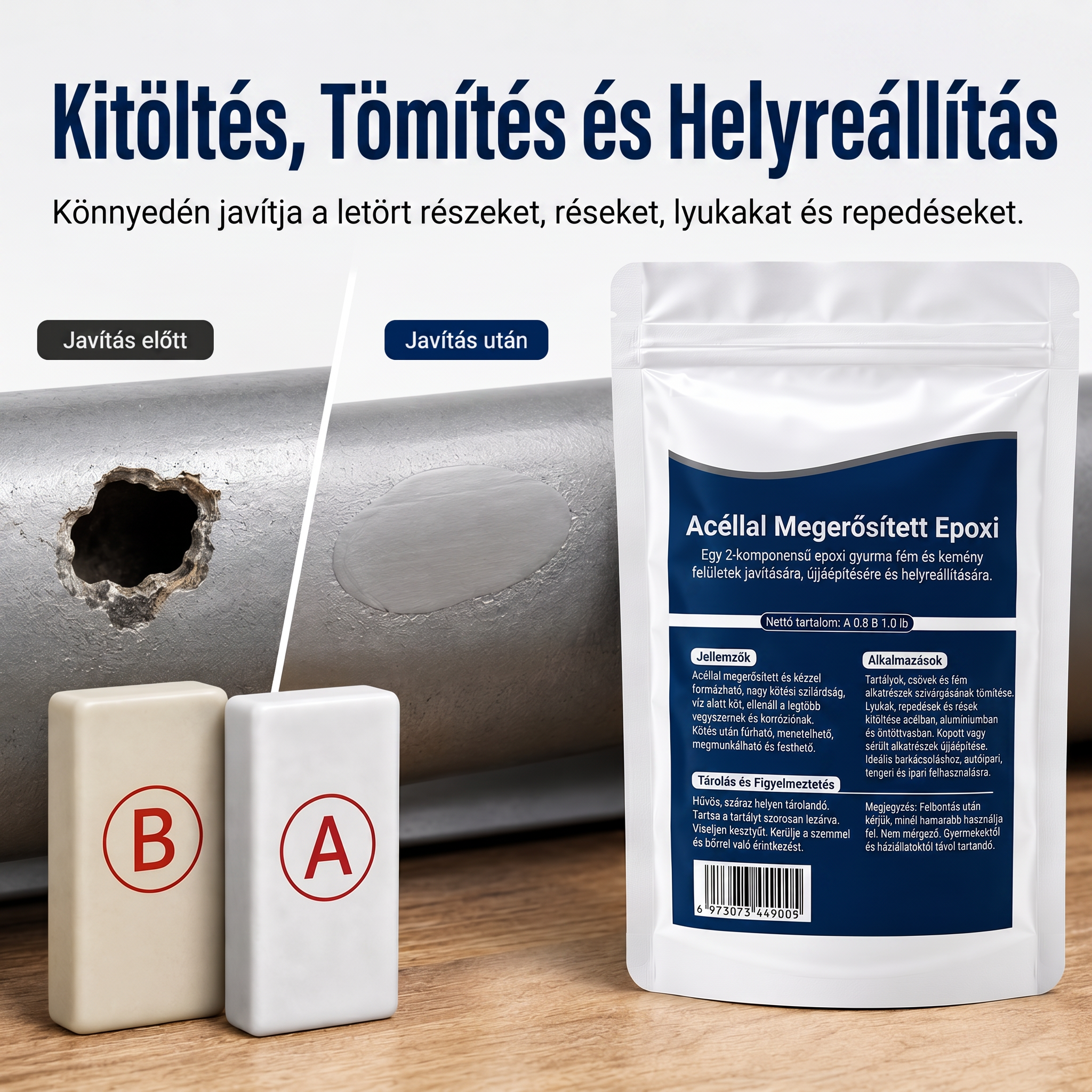 🏠 𝐏𝐊𝐍𝐄𝐖® Acélerősítésű epoxi javítógitt🔥🔥