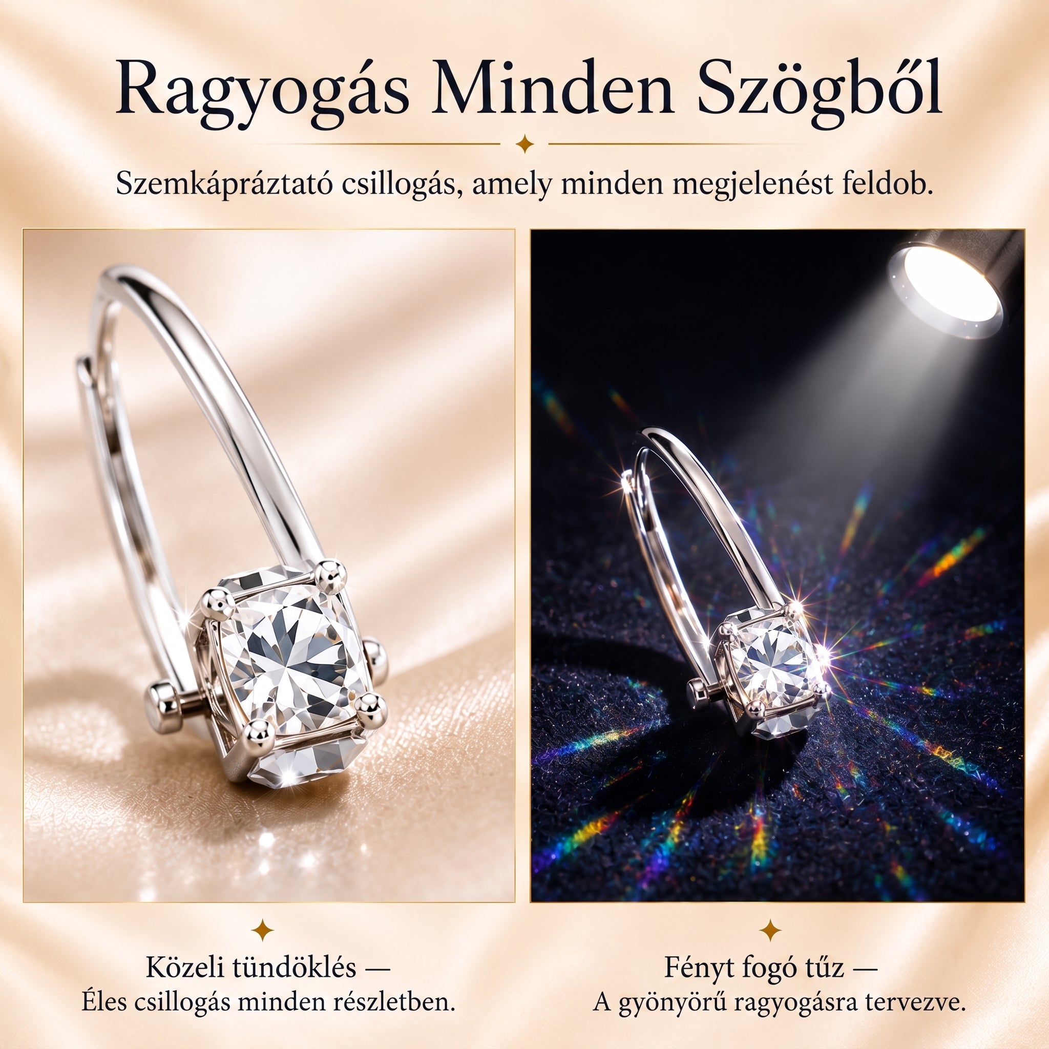 🔥🔥 MA 90% KEDVEZMÉNY: 1 karátos „Táncoló” Moissanite fülbevaló – kényelem és csillogás, amit megérdemelsz! 💖