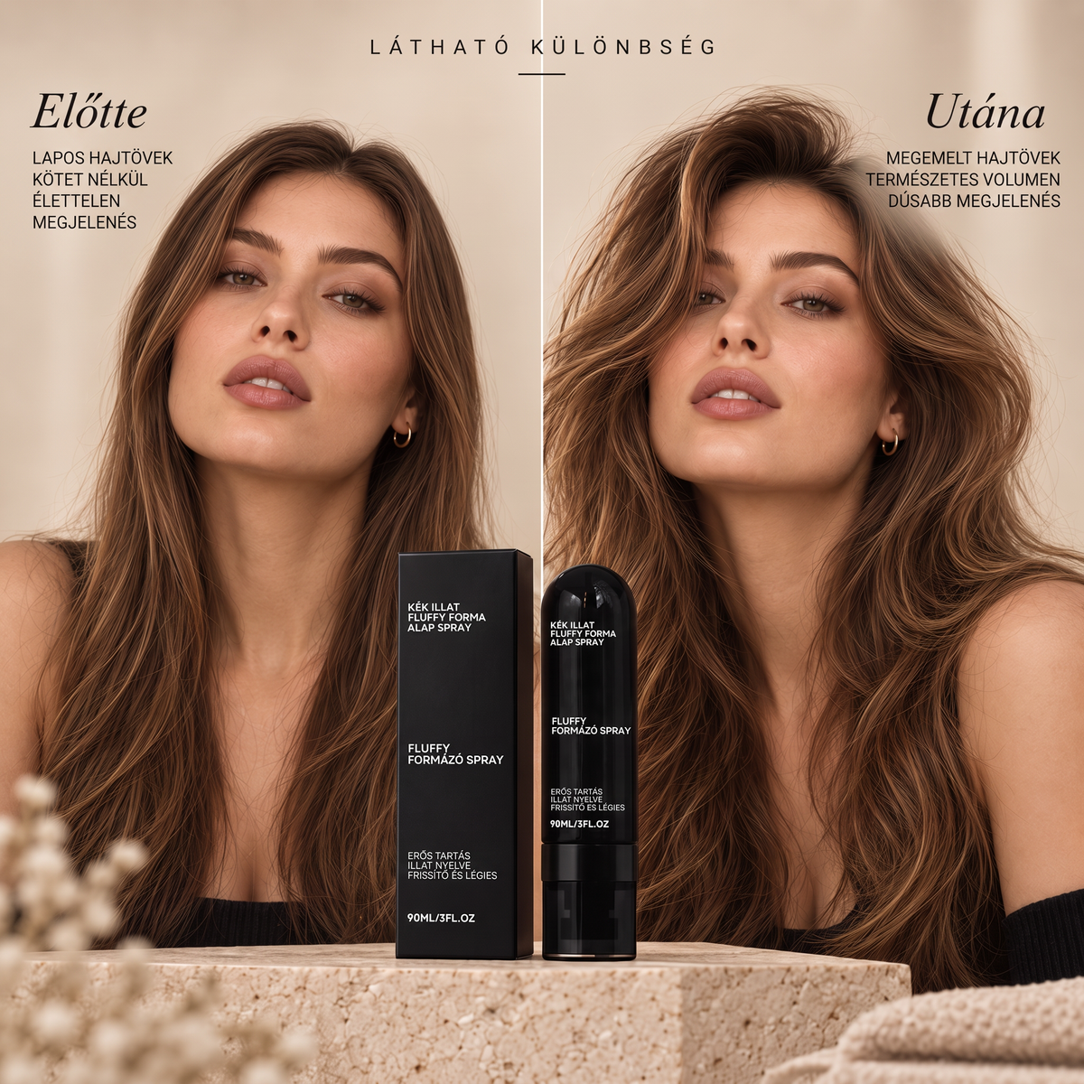 Vitalisys® Fluffy Hair formázó hajspray – Könnyű dúsító köd a hajtövek emeléséhez és a természetes mozgáshoz őszibarack illattal 💎