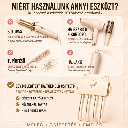 🎉 Több mint 48 ezer eladott darab 💇 Vezeték nélküli, fűthető hajcsat a hajtő megemelésére, hordozható hajformázó eszköz utazáshoz, vékony és lapos szálú hajra