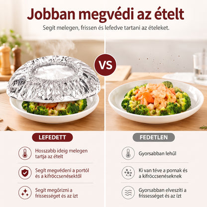 🔥🔥 PKNEW® Összecsukható alumíniumfólia ételtakaró | Tartsa az ételeket melegen, frissen és védve a gyümölcslegyektől
