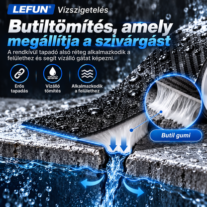 LEFUN® 💧 Extra erős, vízálló szalag – Karbon védőréteg + butil tömítés szivárgás és nedvesség ellen