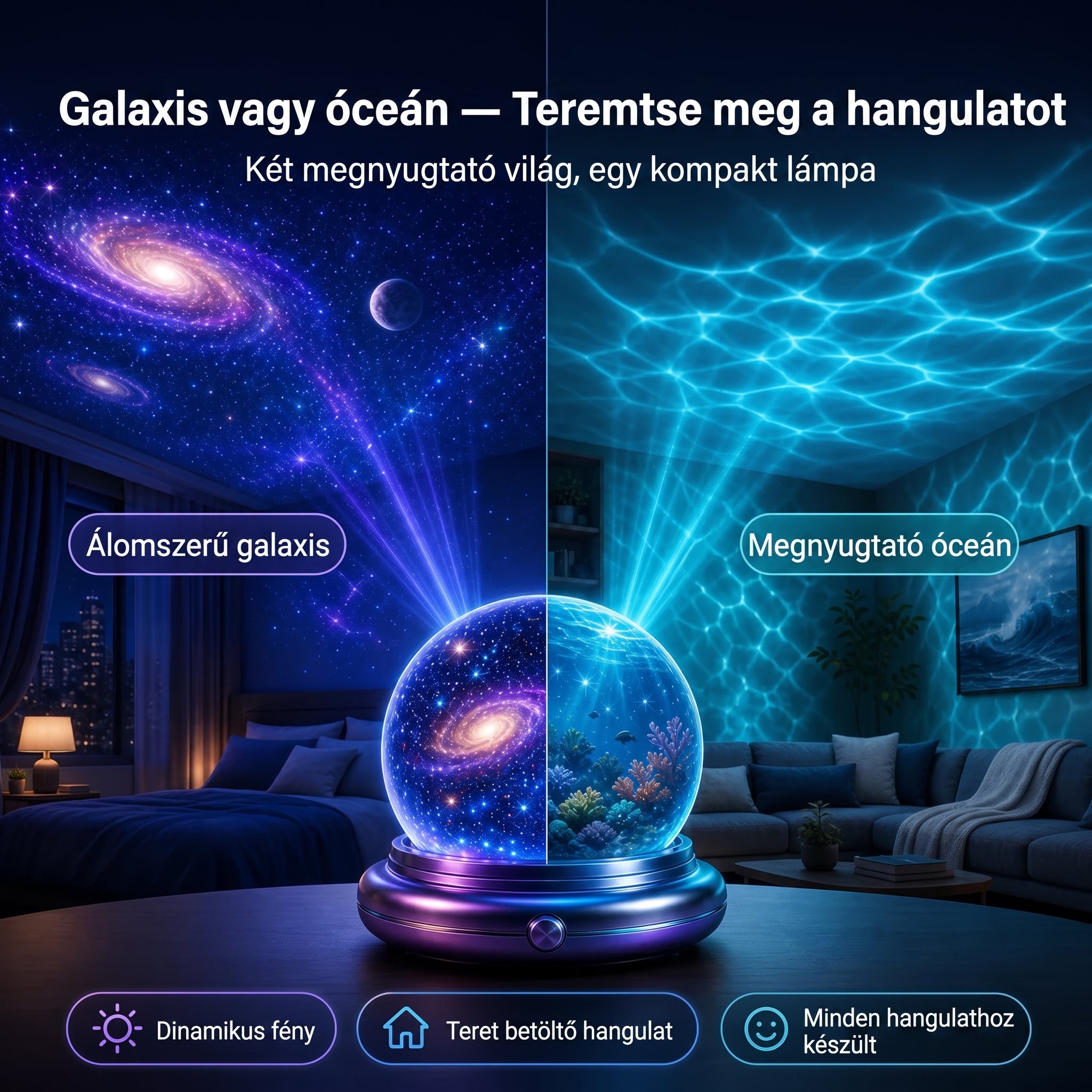 PKNEW® 🔮 Éjszakai Fény Projektor | NEXT-GEN SMART PROJECTION HD Smart Dynamic 5D Holografikus Éjszakai Fény Projektor