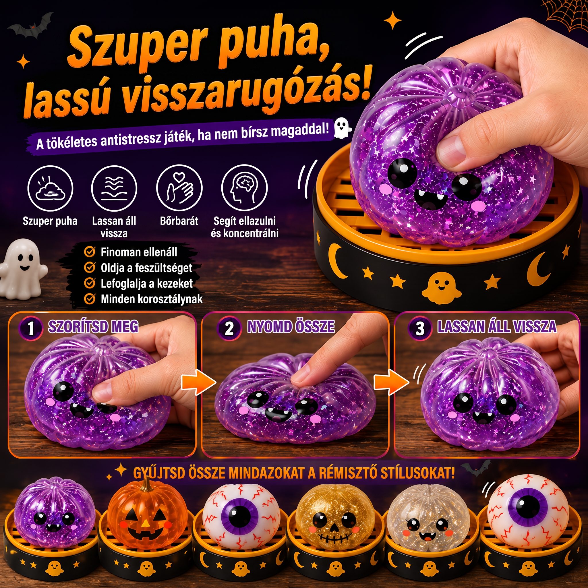 PKNEW® 70% KEDVEZMÉNY MA 🎃 Halloweeni titokdoboz antistressz gombóccal 💎