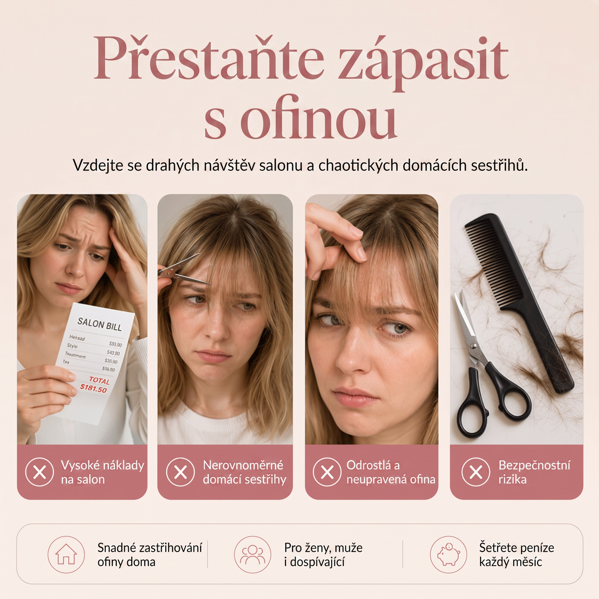 Kerüld a hajformázást✂️ 4 lépéses fésű hajvágáshoz és ritkításhoz - egyszerű frufru, hajformázás és hajformázás otthon 🎁