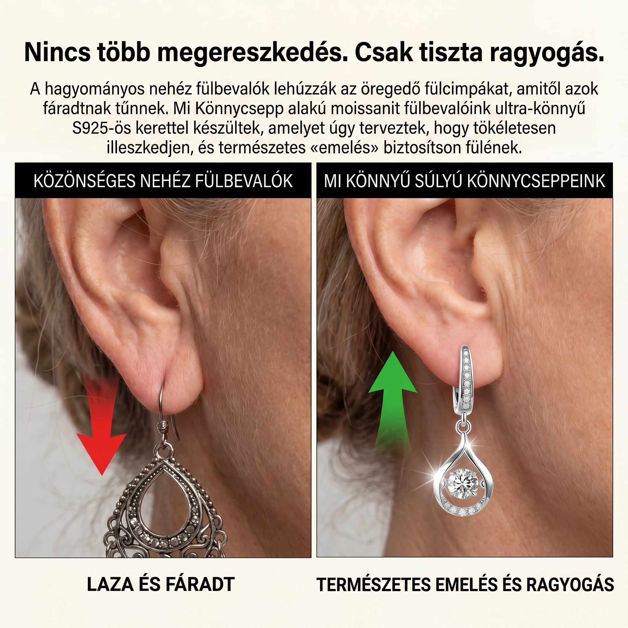 🌈🌈 MA 90% KEDVEZMÉNY: 1 karátos „Táncoló” Moissanite fülbevaló – Tiszta S925 kényelem és csillogás, amit megérdemelsz! 💖