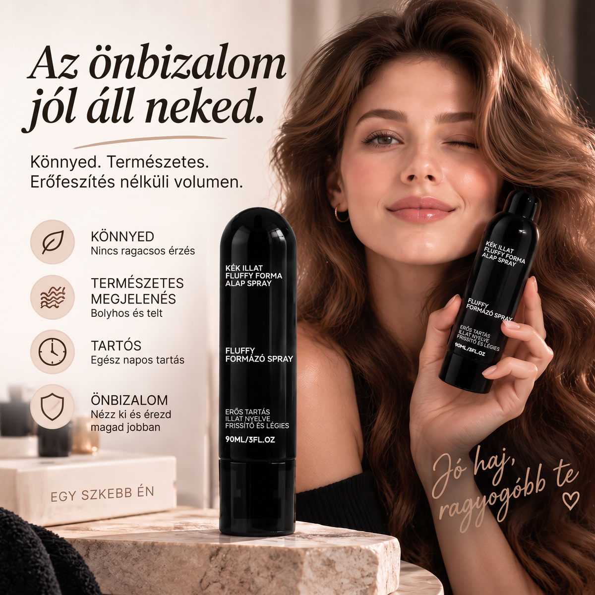 Vitalisys® Fluffy Hair formázó hajspray – Könnyű dúsító köd a hajtövek emeléséhez és a természetes mozgáshoz őszibarack illattal 💖