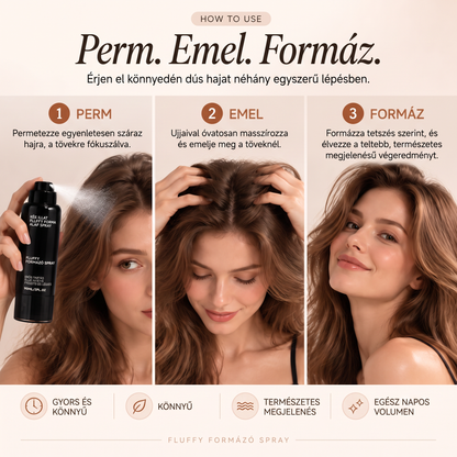 Vitalisys® Fluffy Hair formázó hajspray – Könnyű dúsító köd a hajtövek emeléséhez és a természetes mozgáshoz őszibarack illattal 💎