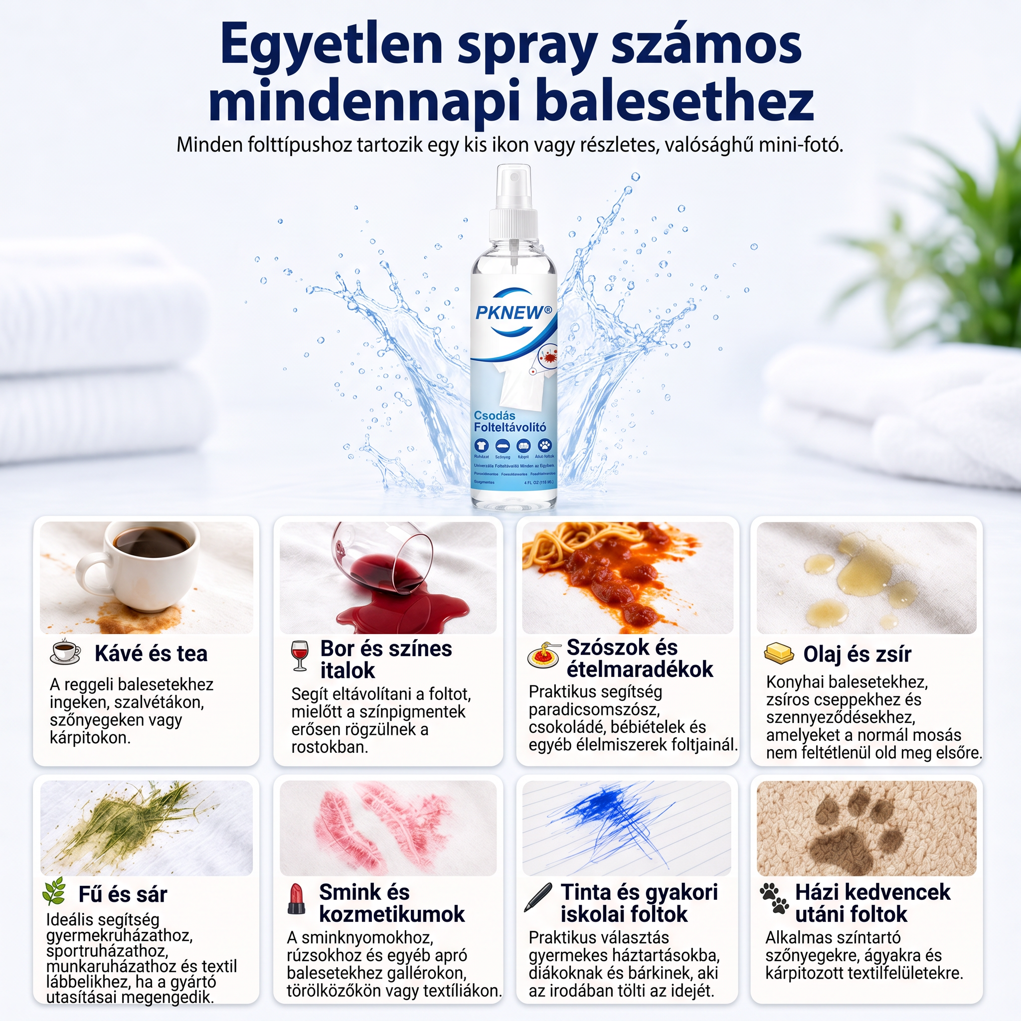 PKNEW® Ekologický víceúčelový odstraňovač skvrn v spreji 💧 – Rychle působící hloubkový čistič bez dráždivých chemikálií 💖