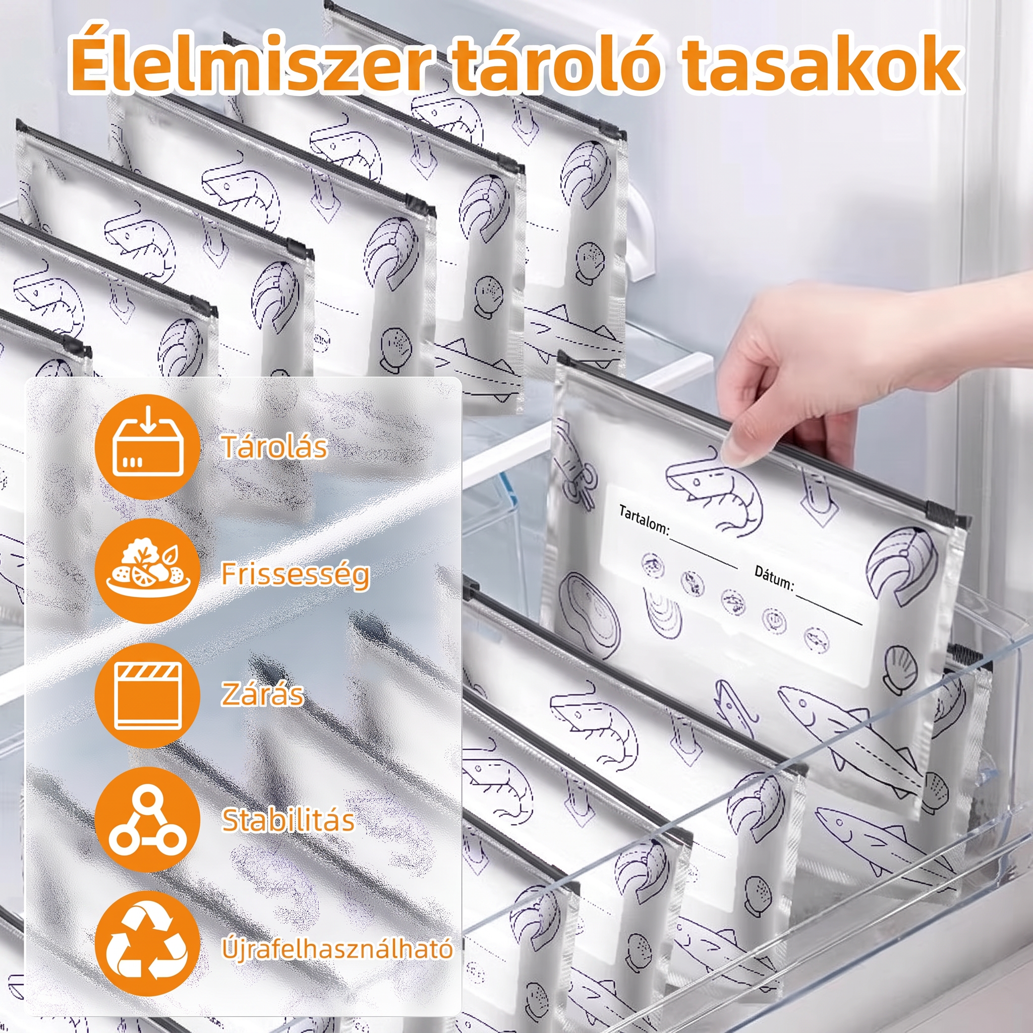 LIMITÁLT AKCIÓ: 70% KEDVEZMÉNY! 🍗 🥦 Újrahasználható, lezárható alufólia tároló tasakok 💎