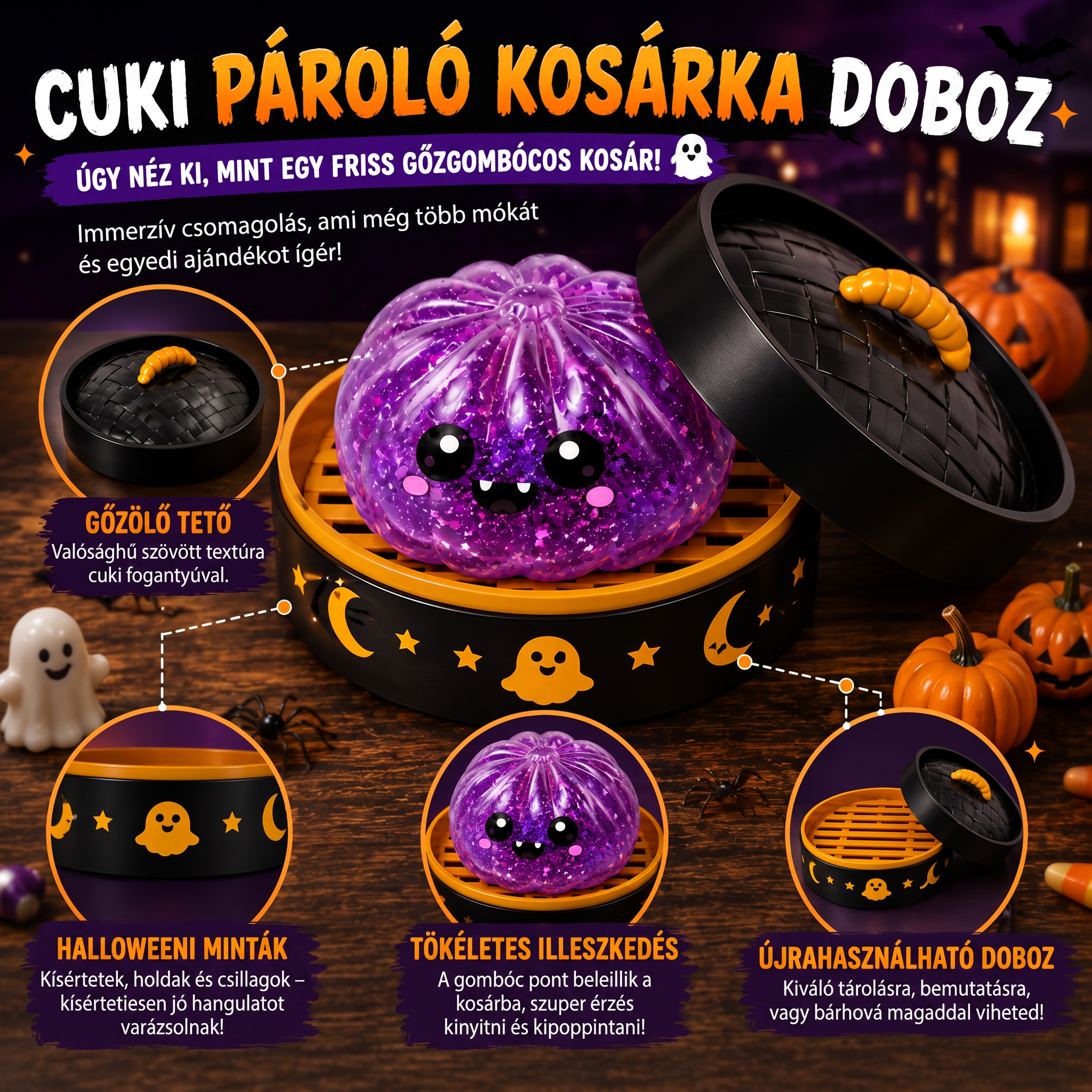 PKNEW® 70% KEDVEZMÉNY MA 🎃 Halloweeni titokdoboz antistressz gombóccal 💎
