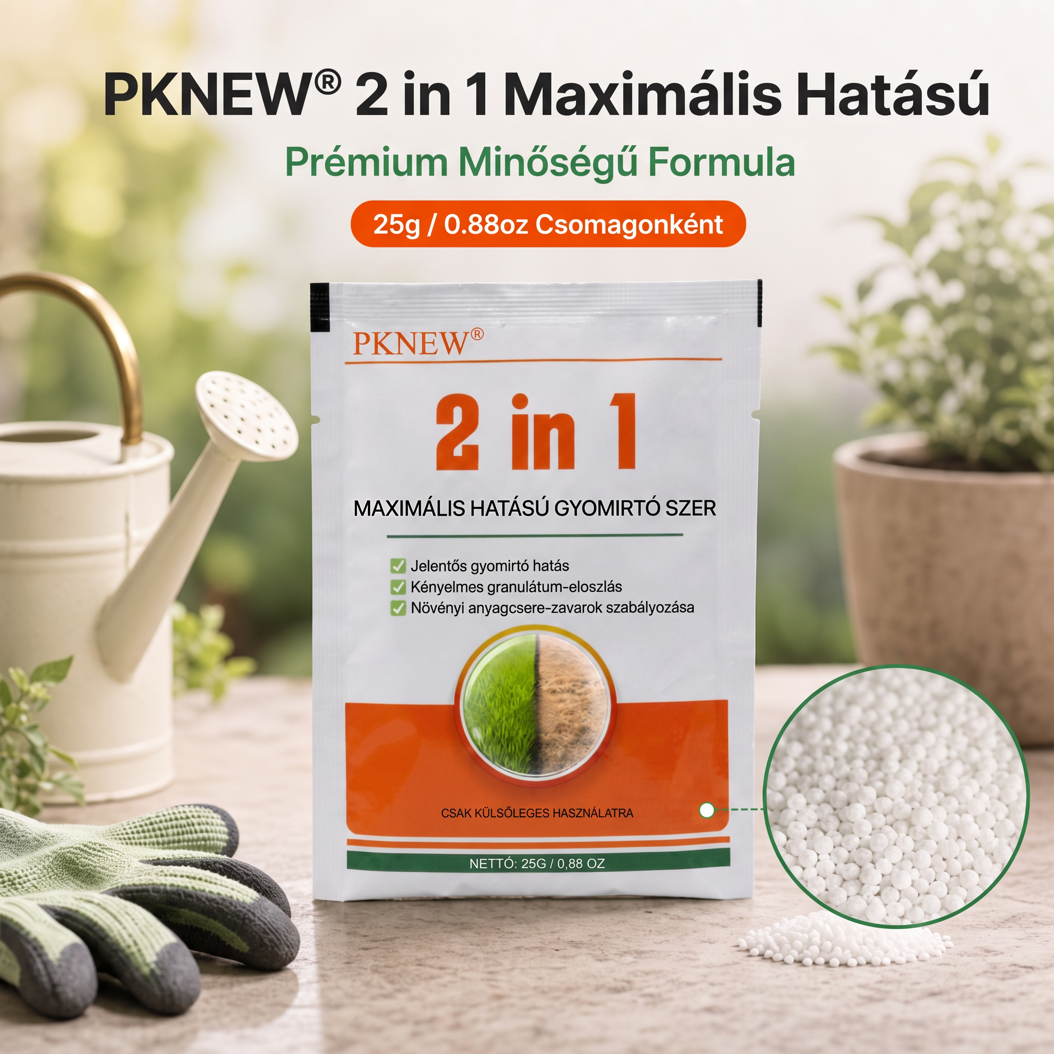 PKNEW® 2 az 1-ben Max Power granulált gyomirtó készítmény 👑 – látható hatás már 6 óra után, könnyen feloldható vízben, és célzottan alkalmazható fugákhoz, ösvényekhez, kerítésekhez és kavicsos felületekhez 💎