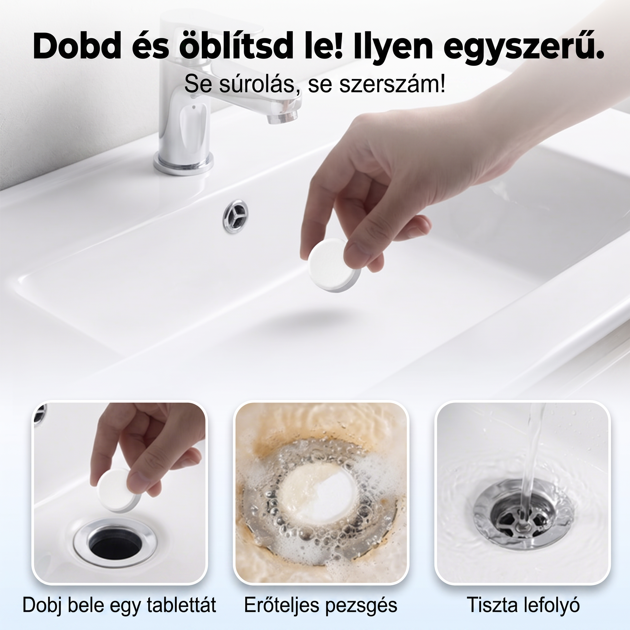 PKNEW® Pezsgőtabletta lefolyótisztításhoz és duguláselhárításhoz | Könnyedén eltávolítja a hajat, zsiradékot és szappanmaradványokat 💎