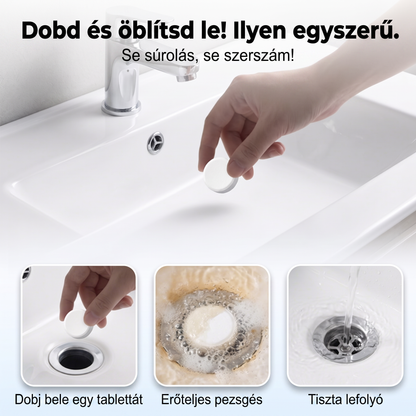 PKNEW® Pezsgőtabletta lefolyótisztításhoz és duguláselhárításhoz | Könnyedén eltávolítja a hajat, zsiradékot és szappanmaradványokat 💎