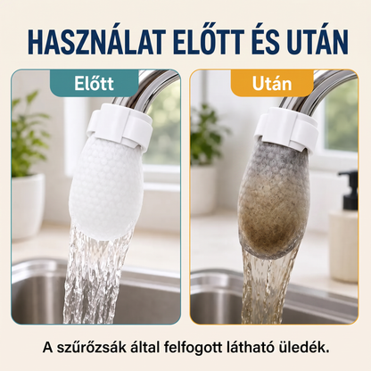 PKNEW® Csaptelep szűrőzsákok – 50 darabos eldobható pamut csapvízszűrő a tisztább vízért, fröccsenésgátlással és üledékvédelemmel 🚰