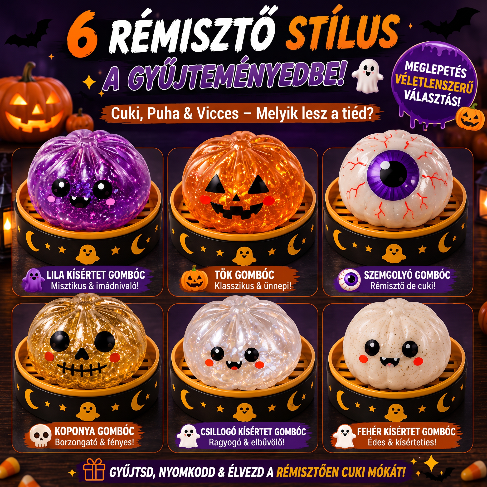 PKNEW® 70% KEDVEZMÉNY MA 🎃 Halloweeni titokdoboz antistressz gombóccal 💎