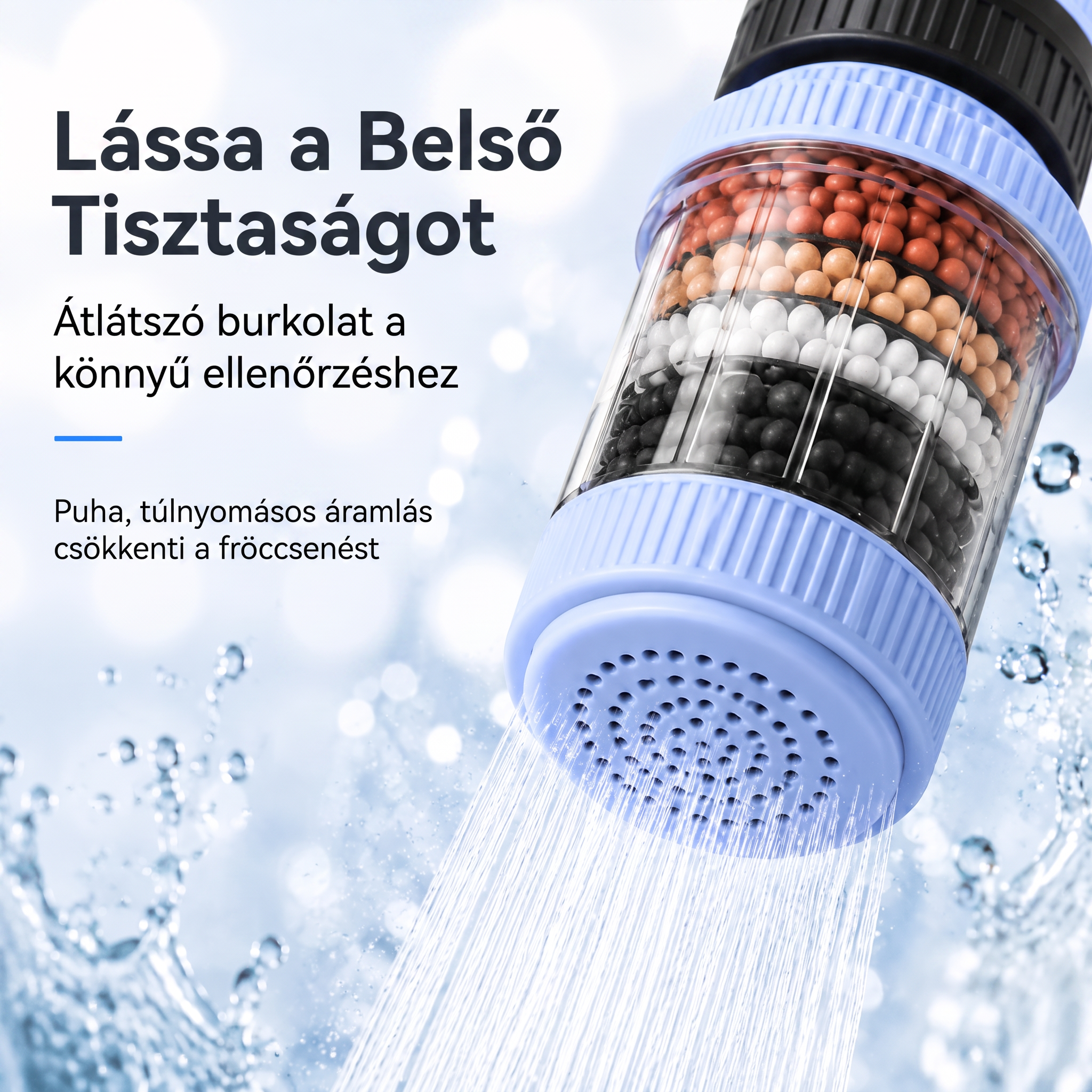 PKNEW® 6 rétegű szűrésű csaptelep vízszűrő 360 fokban forgatható, fröccsenésmentes, konyhai mosogatóhoz gyümölcsök, zöldségek és edények mosásához 🚿